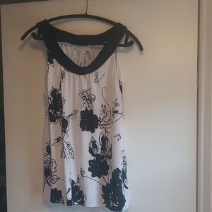 Joseph Black and White Floral Camisole with Smocked Neckline